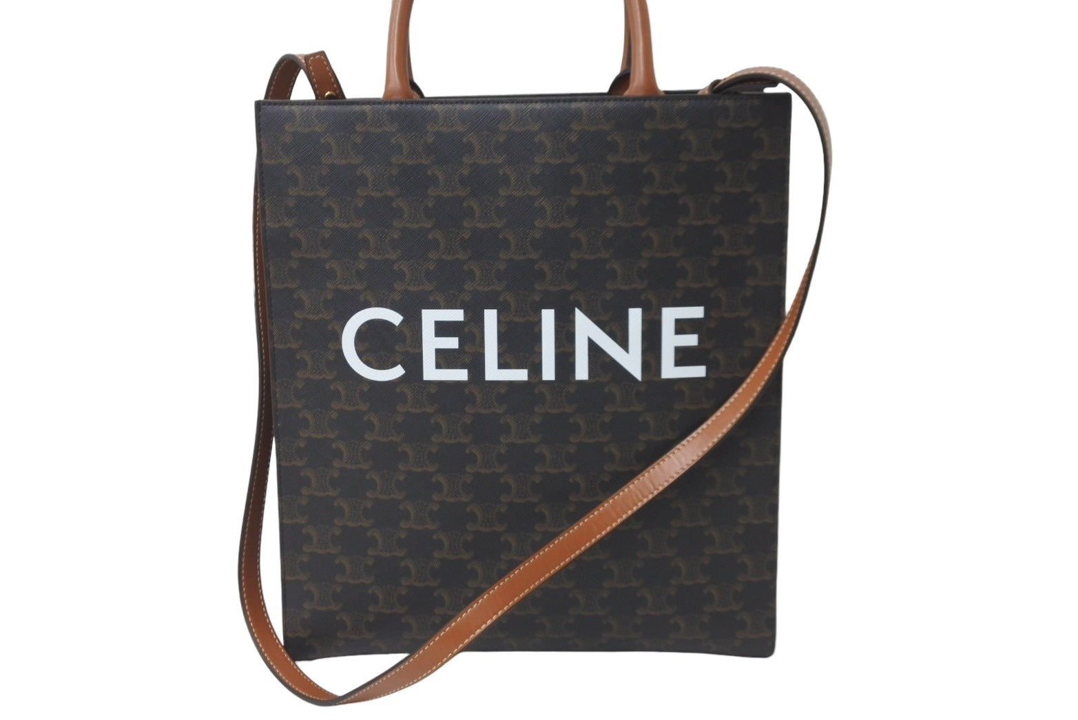 CELINE セリーヌ スモール バーティカル カバ 2WAY トートバッグ トリオンフ キャンバス 191542BZK.04LU ブラウン 美品  中古 63901 – Casanova Vintage