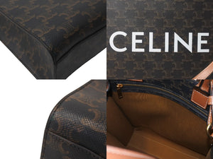 CELINE セリーヌ スモール バーティカル カバ 2WAY トートバッグ トリオンフ キャンバス 191542BZK.04LU ブラウン 美品 中古 63901