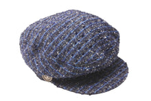 画像をギャラリービューアに読み込む, 新品同様 CHANEL シャネル ココボタン キャスケット キャップ 帽子 ツイード ブルー ブラック シルバー金具 サイズM 中古 63907