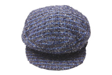 画像をギャラリービューアに読み込む, 新品同様 CHANEL シャネル ココボタン キャスケット キャップ 帽子 ツイード ブルー ブラック シルバー金具 サイズM 中古 63907