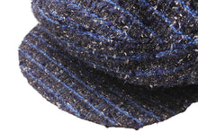 画像をギャラリービューアに読み込む, 新品同様 CHANEL シャネル ココボタン キャスケット キャップ 帽子 ツイード ブルー ブラック シルバー金具 サイズM 中古 63907