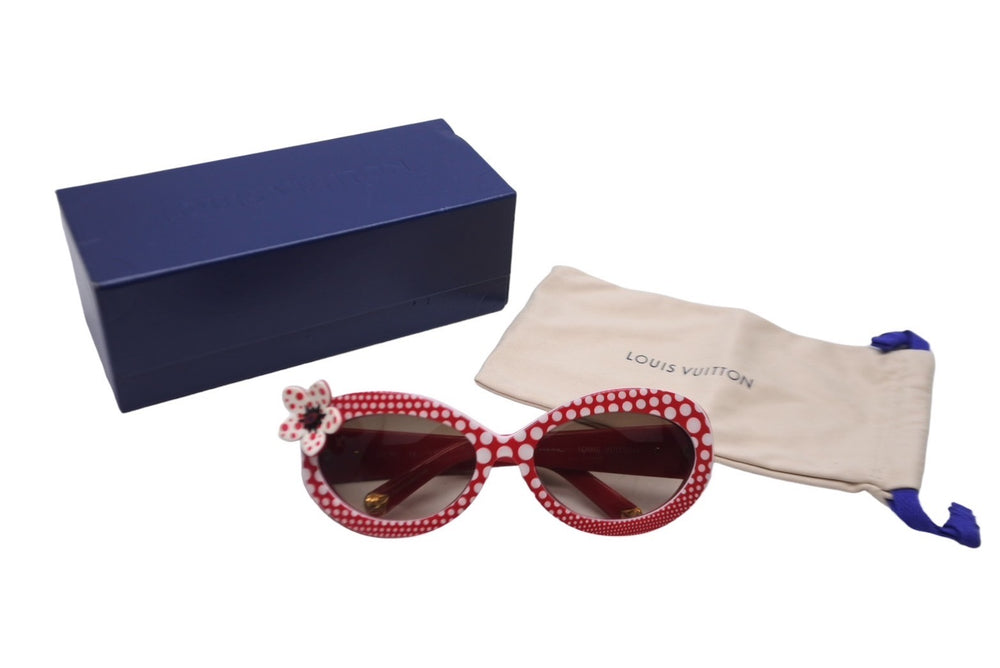 LOUIS VUITTON Sunglasses Glasses Yayoi Kusama Dot Pattern ZC479E Red White Gold Hardware Good Condition Used 63909