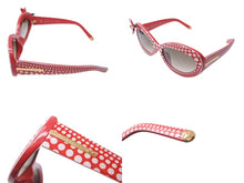 画像をギャラリービューアに読み込む, LOUIS VUITTON ルイヴィトン サングラス メガネ 草間彌生 ドット柄 ZC479E レッド ホワイト ゴールド金具 美品 中古 63909