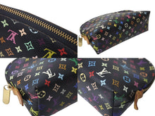 画像をギャラリービューアに読み込む, LOUIS VUITTON ルイヴィトン × 村上隆 ポーチ ポシェットコスメティック M47355 ブラック マルチカラー 美品 中古 63911