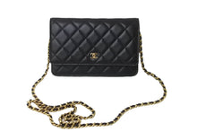 画像をギャラリービューアに読み込む, 新品同様 CHANEL シャネル ショルダーバッグ マトラッセ チェーンウォレット ランダム ラムスキン ブラック ゴールド金具 中古 63918