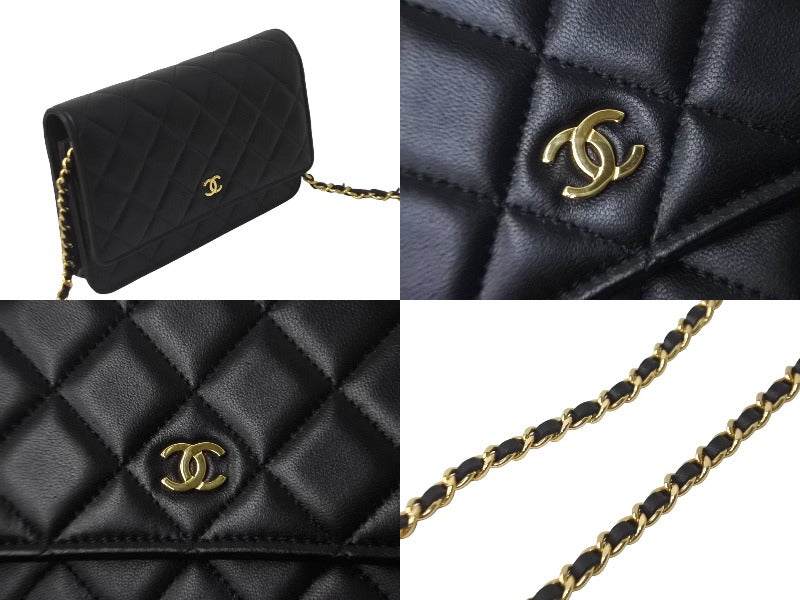 新品同様 CHANEL シャネル ショルダーバッグ マトラッセ チェーンウォレット ランダム ラムスキン ブラック ゴールド金具 中古 63918 –  Casanova Vintage