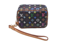 画像をギャラリービューアに読み込む, LOUISVUITTON ルイヴィトン トゥルース ワピティ ポーチ M58034 FL0076 ブラック マルチカラー ゴールド金具 美品 中古 63920
