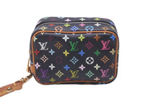 画像をギャラリービューアに読み込む, LOUISVUITTON ルイヴィトン トゥルース ワピティ ポーチ M58034 FL0076 ブラック マルチカラー ゴールド金具 美品 中古 63920