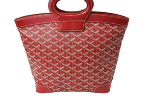 新品同様 GOYARD ゴヤール ベルーガ PM ハンドバッグ レッド シルバー金具 レザー PVCコーティングキャンバス 中古 63944