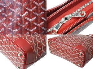 新品同様 GOYARD ゴヤール ベルーガ PM ハンドバッグ レッド シルバー金具 レザー PVCコーティングキャンバス 中古 63944