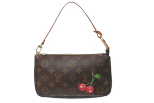 極美品 LOUIS VUITTON ルイヴィトン 村上隆 ポシェット アクセソワール モノグラム チェリー 村上隆 M95008 中古 63945