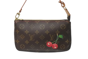 極美品 LOUIS VUITTON ルイヴィトン 村上隆 ポシェット アクセソワール モノグラム チェリー 村上隆 M95008 中古 63945