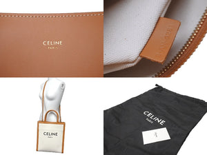 極美品 CELINE セリーヌ スモール バーティカル カバ 2WAYトートバッグ ナチュラル タンブラウン ゴールド金具 中古 63952