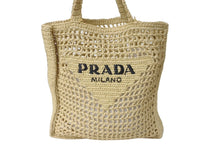 Load image into Gallery viewer, 極美品 PRADA プラダ RAFIA ラフィア トートバッグ カゴバッグ ストロー ウィッカー イタリア製 ベージュ ブラック 中古 63959