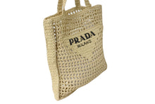 Load image into Gallery viewer, 極美品 PRADA プラダ RAFIA ラフィア トートバッグ カゴバッグ ストロー ウィッカー イタリア製 ベージュ ブラック 中古 63959