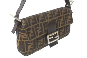 FENDI フェンディ マンマバケット ハンドバッグ ズッカ柄 ズッカ ブラウン シルバー金具 美品 中古 63965