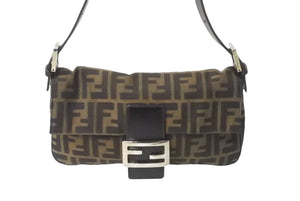 FENDI フェンディ マンマバケット ハンドバッグ ズッカ柄 ズッカ ブラウン シルバー金具 美品 中古 63966