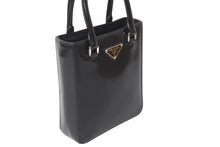 Load image into Gallery viewer, PRADA プラダ ロゴスモールトートバッグ トライアングルロゴ ブラッシュドレザー 1BA331 ZO6 F0002 V ブラック 美品 中古 63970