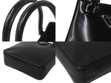 Load image into Gallery viewer, PRADA プラダ ロゴスモールトートバッグ トライアングルロゴ ブラッシュドレザー 1BA331 ZO6 F0002 V ブラック 美品 中古 63970