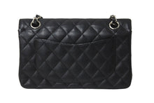画像をギャラリービューアに読み込む, CHANEL シャネル Wフラップ 23 ショルダーバッグ キャビアスキン 11番台 マトラッセ シルバー金具 ブラック 中古 63974