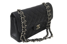 画像をギャラリービューアに読み込む, CHANEL シャネル Wフラップ 23 ショルダーバッグ キャビアスキン 11番台 マトラッセ シルバー金具 ブラック 中古 63974