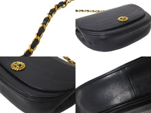 Load image into Gallery viewer, CHANEL シャネル ハーフムーン チェーンミニショルダーバッグ 0番台 ココマーク ラムスキン ブラック ゴールド金具 美品 中古 63979