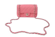 画像をギャラリービューアに読み込む, CHANEL シャネル ミニマトラッセ19 チェーンショルダーバッグ 19番台 ウール レザー ピンク シルバー金具 美品 中古 63997