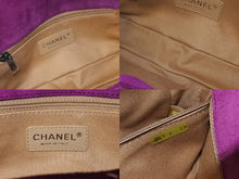 画像をギャラリービューアに読み込む, 極美品 CHANEL シャネル チェーンショルダーバッグ ステッチ スエード シングルフラップ 18番台 パープル 中古 64007