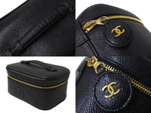 画像をギャラリービューアに読み込む, CHANEL シャネル バニティバッグ ココマーク 3番台 キャビアスキン ブラック ゴールド金具 横長 イタリア製 美品 中古 64008