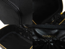 画像をギャラリービューアに読み込む, CHANEL シャネル バニティバッグ ココマーク 3番台 キャビアスキン ブラック ゴールド金具 横長 イタリア製 美品 中古 64008