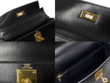 画像をギャラリービューアに読み込む, 極美品 HERMES エルメス ケリー28 外縫い ブラック ◻︎E刻印 カーフスキン ゴールド金具 ハンドバッグ 中古 64016