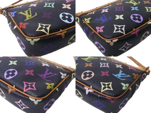 LOUIS VUITTON ルイヴィトン 村上隆 M92648 ポシェット アクセソワール モノグラムマルチ ブラック 良品 中古 64027