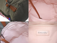 画像をギャラリービューアに読み込む, 極美品 CHANEL シャネル クルーズライン バックパック 23番台 キューバ カーキ レッド ブルー スパンコール コットン 中古 64031