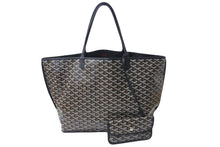 Load image into Gallery viewer, 極美品 GOYARD ゴヤール サック アンジュGM トートバッグ リバーシブル ポーチ付き キャンバス カーフスキン ブラック 中古 64036
