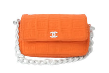 画像をギャラリービューアに読み込む, CHANEL シャネル ココマーク マトラッセ ハンドバッグ プラチェーン パイル 7番台 2002年 オレンジ ホワイト 美品 中古 64043