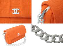 画像をギャラリービューアに読み込む, CHANEL シャネル ココマーク マトラッセ ハンドバッグ プラチェーン パイル 7番台 2002年 オレンジ ホワイト 美品 中古 64043