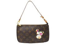 画像をギャラリービューアに読み込む, LOUIS VUITTON ルイヴィトン ハンドバッグ ポシェット アクセソワール 村上隆 M51981 パンダ モノグラム ゴールド金具 美品 中古 64054