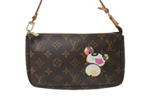 画像をギャラリービューアに読み込む, LOUIS VUITTON ルイヴィトン ハンドバッグ ポシェット アクセソワール 村上隆 M51981 パンダ モノグラム ゴールド金具 美品 中古 64054