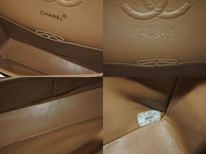 CHANEL シャネル マトラッセ 25cm Wフラップ チェーンショルダーバッグ 4番台 ラムスキン ベージュ ゴールド金具 美品 中古 64062