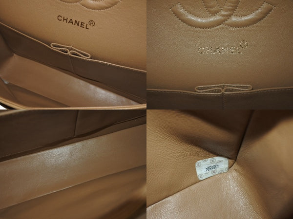 CHANEL シャネル マトラッセ 25cm Wフラップ チェーンショルダーバッグ 4番台 ラムスキン ベージュ ゴールド金具 美品 中古 4c063447