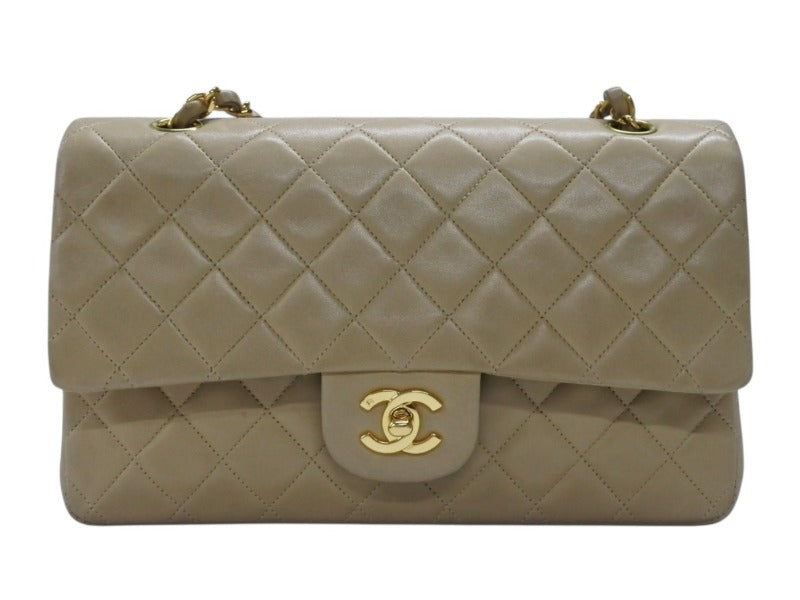 CHANEL Chanel Matelasse 25cm W flap chain shoulder bag No. 4 Lambskin Beige Gold hardware Good condition Used 64062