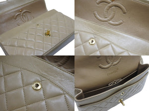CHANEL シャネル マトラッセ 25cm Wフラップ チェーンショルダーバッグ 4番台 ラムスキン ベージュ ゴールド金具 美品 中古 4c063447