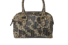 画像をギャラリービューアに読み込む, 極美品 FENDI フェンディ ズッキーノ ミニ ハンドバッグ ブラウン PVC ロゴ 手持ち 鞄 ゴールド金具 中古 64098