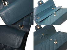 Load image into Gallery viewer, 新品同様 CHANEL シャネル Wフラップ 25cm ショルダーバッグ キャビアスキン 26番台 マトラッセ グリーン系 シルバー金具 中古 64104