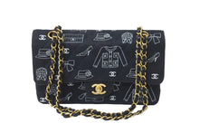 画像をギャラリービューアに読み込む, CHANEL シャネル マトラッセ25 Wフラップ チェーンショルダーバッグ 7番台 アイコンプリント ラムスキン ネイビー 美品 中古 64105