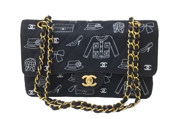 CHANEL Chanel Matelasse 25 W Flap Chain Shoulder Bag No. 7 Icon Print Lambskin Navy Good Condition Used 64105