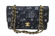 画像をギャラリービューアに読み込む, CHANEL シャネル マトラッセ25 Wフラップ チェーンショルダーバッグ 7番台 アイコンプリント ラムスキン ネイビー 美品 中古 64105