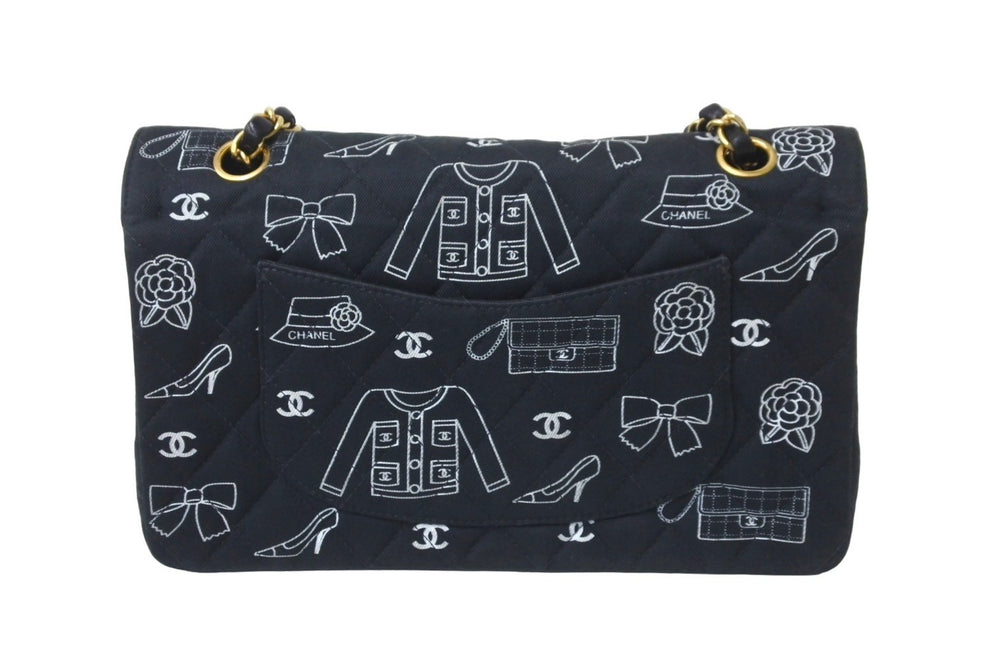 CHANEL Chanel Matelasse 25 W Flap Chain Shoulder Bag No. 7 Icon Print Lambskin Navy Good Condition Used 64105