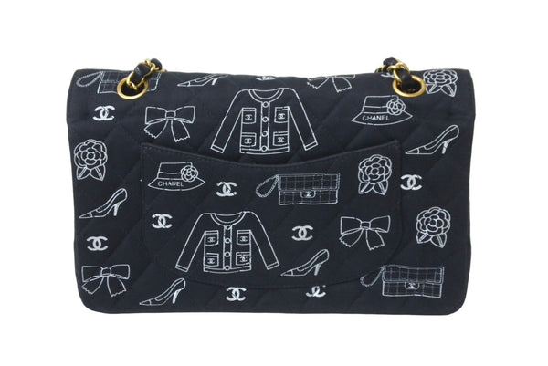 CHANEL Chanel Matelasse 25 W Flap Chain Shoulder Bag No. 7 Icon Print Lambskin Navy Good Condition Used 64105