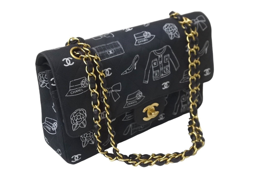 CHANEL Chanel Matelasse 25 W Flap Chain Shoulder Bag No. 7 Icon Print Lambskin Navy Good Condition Used 64105